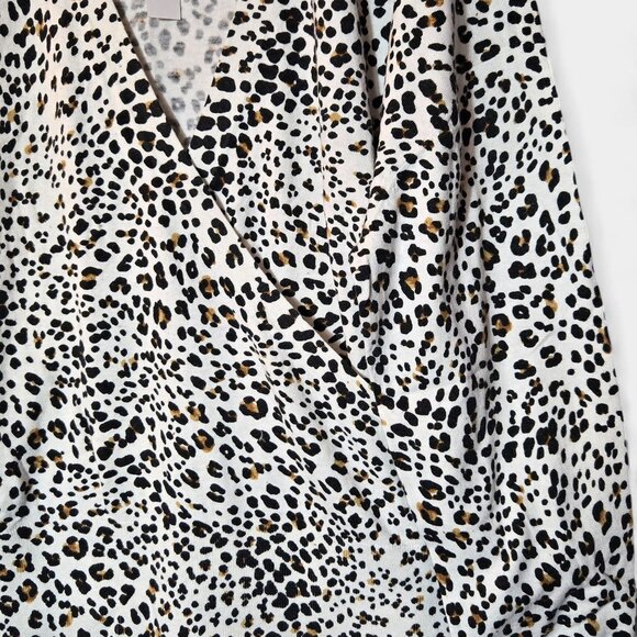 Sanctuary Curve XOXO Leopard Print Wrap Sweater 3X White Pullover Casual NWT - Picture 7 of 12